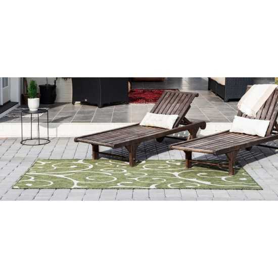 Rug Unique Loom Outdoor Botanical Green Rectangular 5' 0 x 8' 0