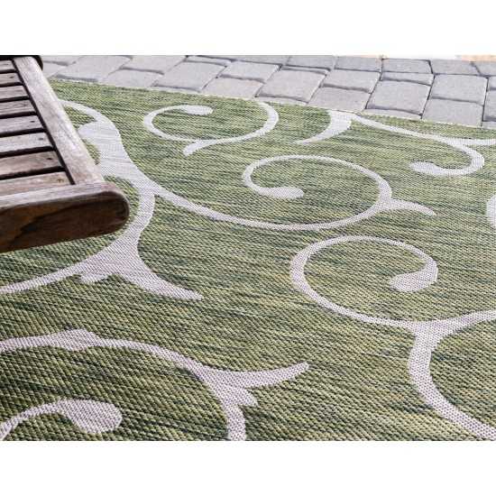 Rug Unique Loom Outdoor Botanical Green Rectangular 5' 0 x 8' 0