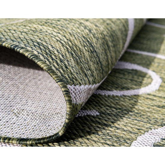 Rug Unique Loom Outdoor Botanical Green Rectangular 5' 0 x 8' 0