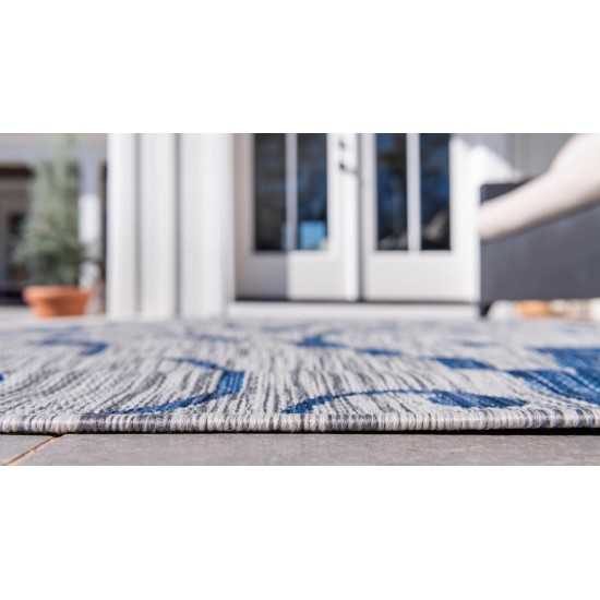 Rug Unique Loom Outdoor Botanical Light Gray Rectangular 5' 0 x 8' 0