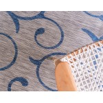 Rug Unique Loom Outdoor Botanical Light Gray Rectangular 5' 0 x 8' 0