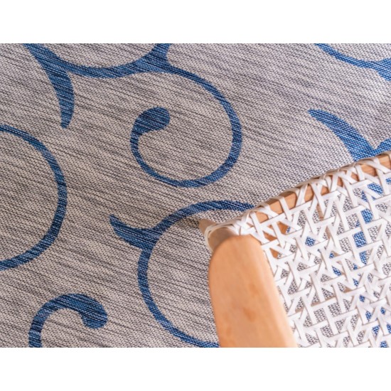Rug Unique Loom Outdoor Botanical Light Gray Rectangular 5' 0 x 8' 0