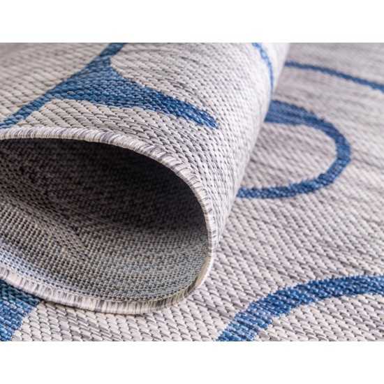 Rug Unique Loom Outdoor Botanical Light Gray Rectangular 5' 0 x 8' 0