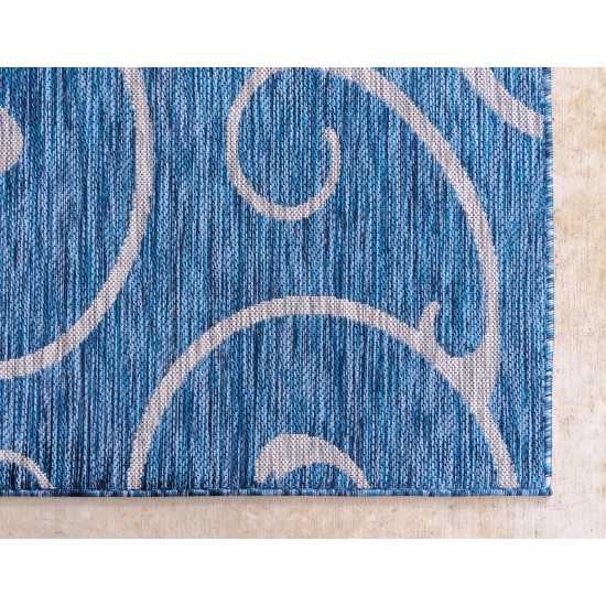 Rug Unique Loom Outdoor Botanical Blue Rectangular 5' 0 x 8' 0