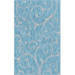 Rug Unique Loom Outdoor Botanical Aqua Blue Rectangular 5' 0 x 8' 0