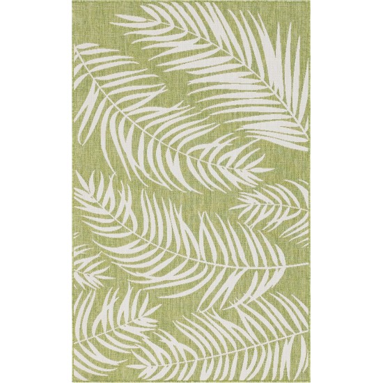 Rug Unique Loom Outdoor Botanical Green Rectangular 5' 0 x 8' 0