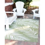 Rug Unique Loom Outdoor Botanical Green Rectangular 5' 0 x 8' 0