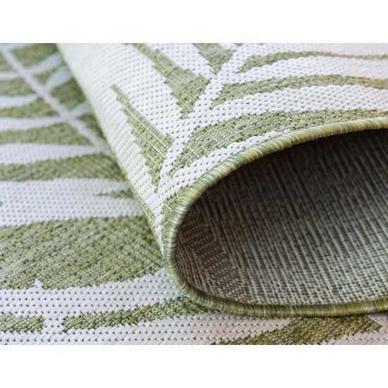 Rug Unique Loom Outdoor Botanical Green Rectangular 5' 0 x 8' 0