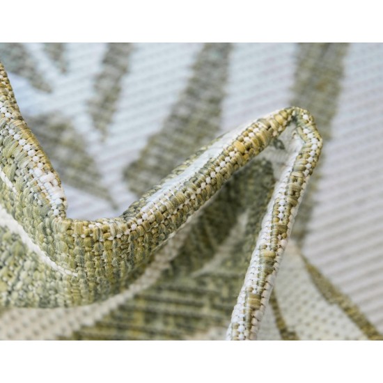 Rug Unique Loom Outdoor Botanical Green Rectangular 5' 0 x 8' 0
