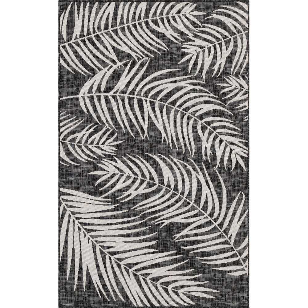 Rug Unique Loom Outdoor Botanical Black Rectangular 5' 0 x 8' 0 Rug Unique Loom Outdoor Botanical Black Rectangular 5' 0 x 8' 0