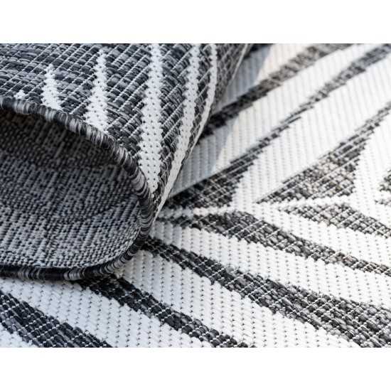 Rug Unique Loom Outdoor Botanical Black Rectangular 5' 0 x 8' 0