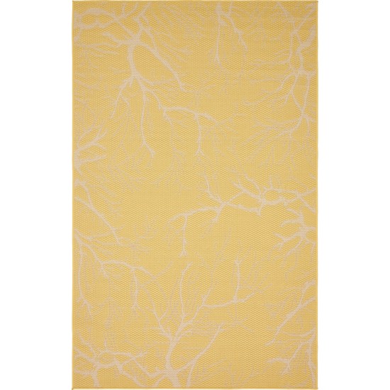 Rug Unique Loom Outdoor Botanical Yellow Rectangular 5' 0 x 8' 0