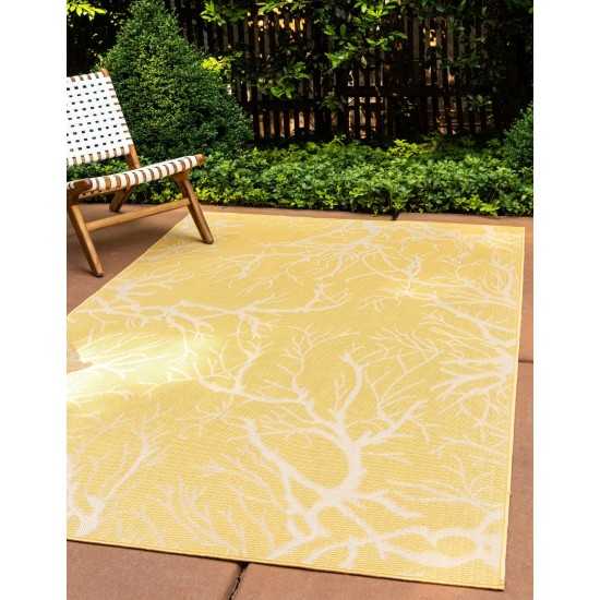 Rug Unique Loom Outdoor Botanical Yellow Rectangular 5' 0 x 8' 0