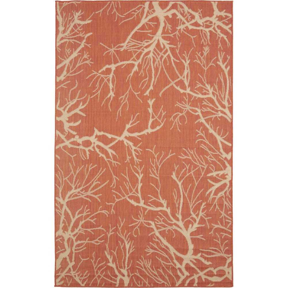 Rug Unique Loom Outdoor Botanical Terracotta Rectangular 5' 0 x 8' 0 Rug Unique Loom Outdoor Botanical Terracotta Rectangular 5' 0 x 8' 0
