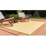 Rug Unique Loom Outdoor Botanical Yellow Rectangular 5' 0 x 8' 0