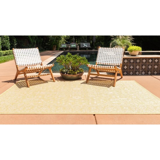 Rug Unique Loom Outdoor Botanical Yellow Rectangular 5' 0 x 8' 0