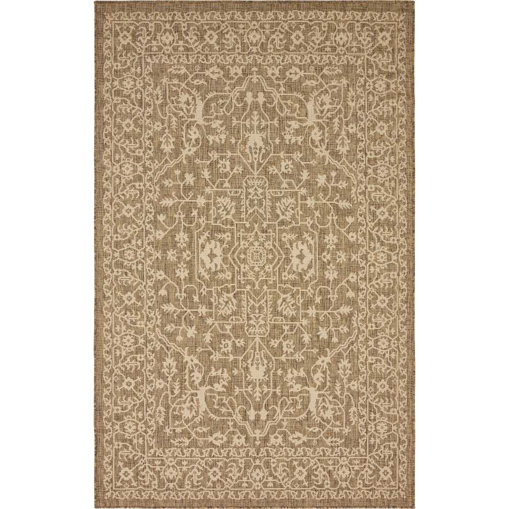 Rug Unique Loom Outdoor Botanical Brown Rectangular 5' 0 x 8' 0