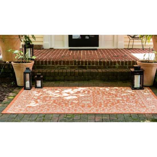 Rug Unique Loom Outdoor Botanical Terracotta Rectangular 5' 0 x 8' 0