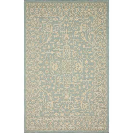 Rug Unique Loom Outdoor Botanical Light Blue Rectangular 5' 0 x 8' 0