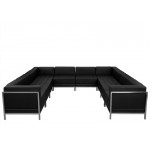 Black LeatherSoft U-Shape Sectional Configuration, 10 Pieces