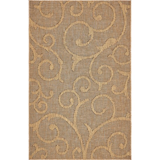 Rug Unique Loom Outdoor Botanical Light Brown Rectangular 5' 0 x 8' 0