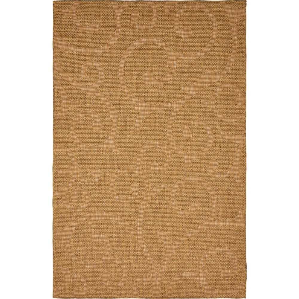 Rug Unique Loom Outdoor Botanical Brown Rectangular 5' 0 x 8' 0