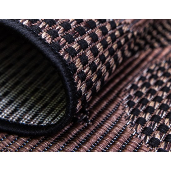 Rug Unique Loom Outdoor Botanical Chocolate Brown Rectangular 5' 0 x 8' 0