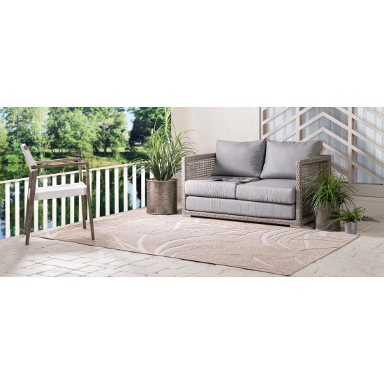 Rug Unique Loom Outdoor Botanical Beige Rectangular 5' 0 x 8' 0