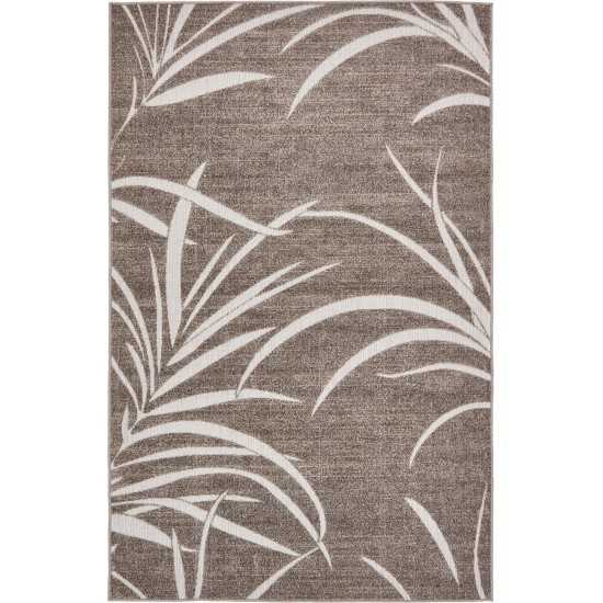 Rug Unique Loom Outdoor Botanical Gray Rectangular 5' 0 x 8' 0