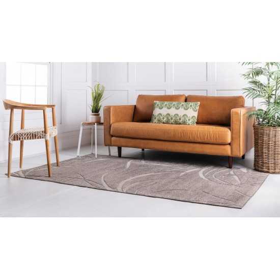 Rug Unique Loom Outdoor Botanical Gray Rectangular 5' 0 x 8' 0