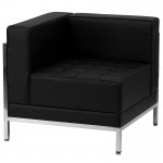 Black LeatherSoft U-Shape Sectional Configuration, 10 Pieces