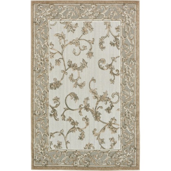 Rug Unique Loom Outdoor Botanical Beige/Gray Rectangular 5' 0 x 8' 0