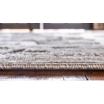 Rug Unique Loom Outdoor Botanical Beige/Gray Rectangular 5' 0 x 8' 0