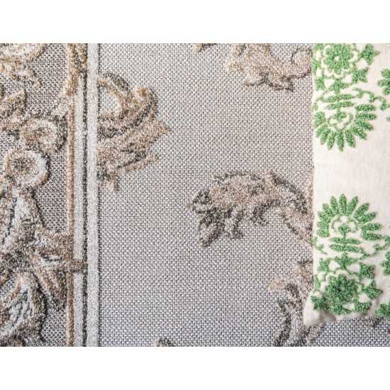 Rug Unique Loom Outdoor Botanical Beige/Gray Rectangular 5' 0 x 8' 0