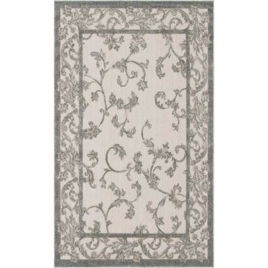 Rug Unique Loom Outdoor Botanical Beige/Gray Rectangular 5' 0 x 8' 0