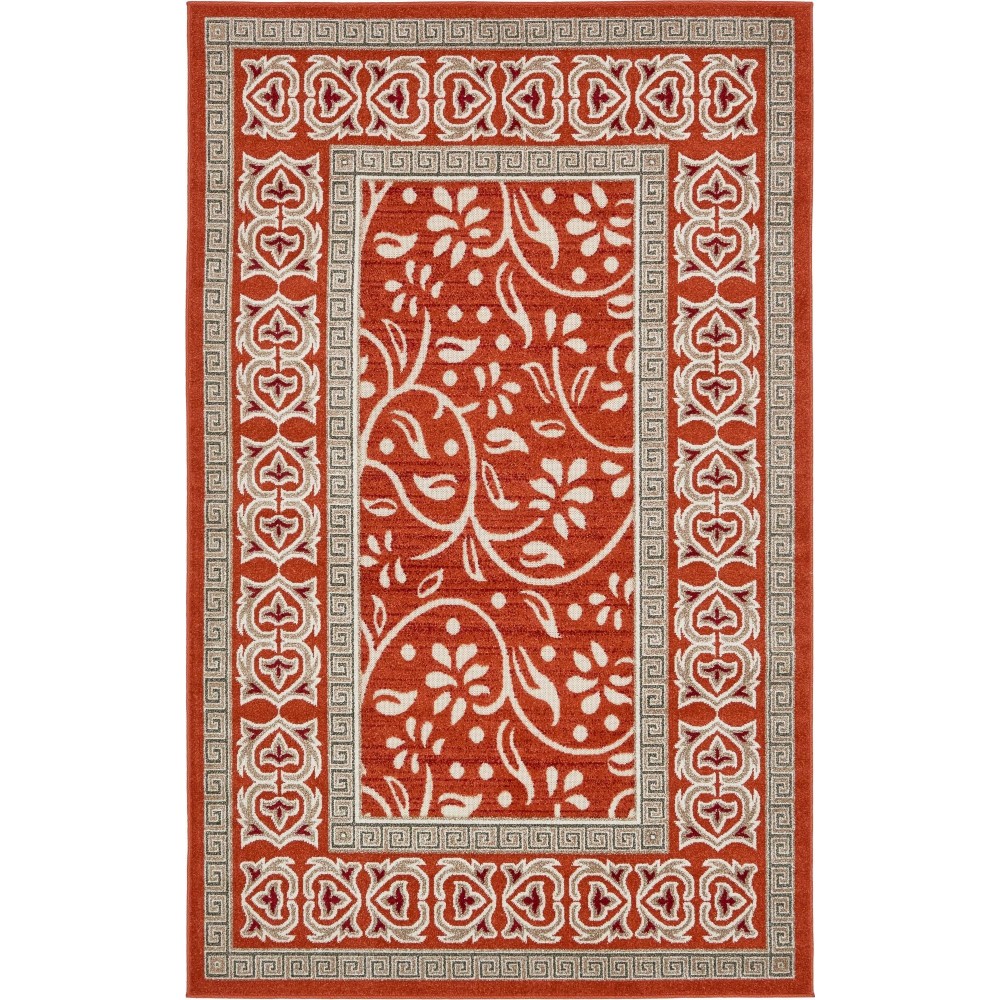 Rug Unique Loom Outdoor Botanical Rust Red Rectangular 5' 0 x 8' 0 Rug Unique Loom Outdoor Botanical Rust Red Rectangular 5' 0 x 8' 0