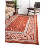 Rug Unique Loom Outdoor Botanical Rust Red Rectangular 5' 0 x 8' 0