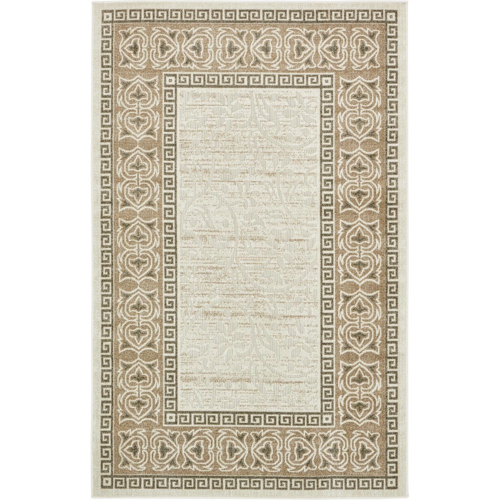 Rug Unique Loom Outdoor Botanical Ivory Rectangular 5' 0 x 8' 0