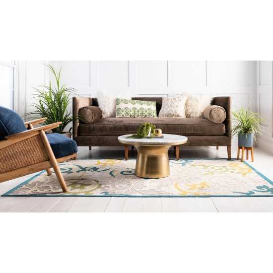 Rug Unique Loom Outdoor Botanical Blue Rectangular 5' 0 x 8' 0