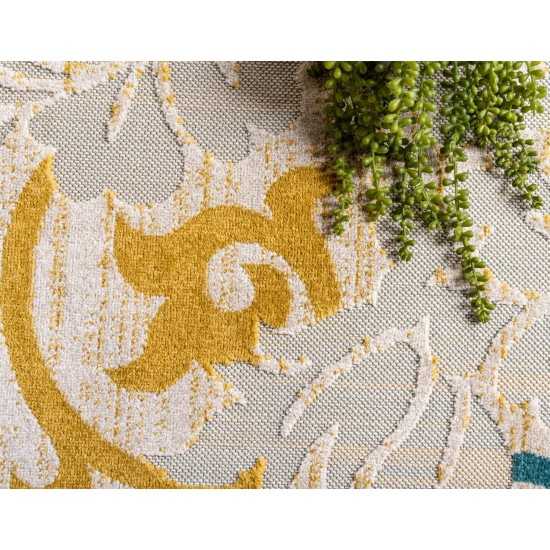 Rug Unique Loom Outdoor Botanical Blue Rectangular 5' 0 x 8' 0