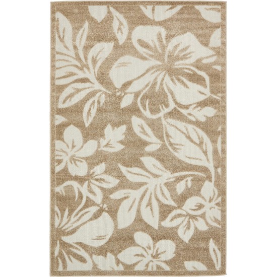 Rug Unique Loom Outdoor Botanical Beige Rectangular 5' 0 x 8' 0