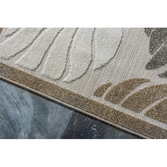 Rug Unique Loom Outdoor Botanical Beige/Gray Rectangular 5' 0 x 8' 0