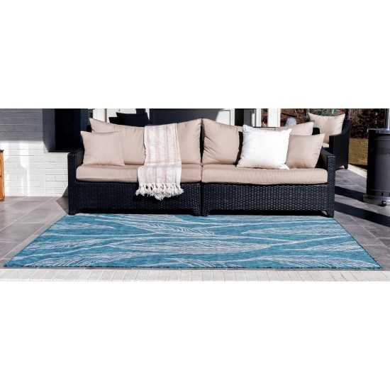 Rug Unique Loom Outdoor Botanical Teal Rectangular 4' 0 x 6' 0