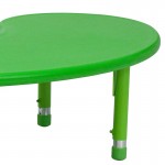 35''W x 65''L Half-Moon Green Plastic Height Adjustable Activity Table