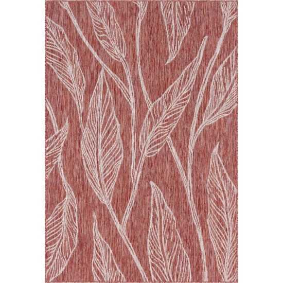 Rug Unique Loom Outdoor Botanical Rust Red Rectangular 4' 0 x 6' 0