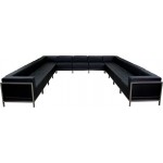 Black LeatherSoft U-Shape Sectional Configuration, 13 Pieces