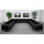 Black LeatherSoft U-Shape Sectional Configuration, 13 Pieces