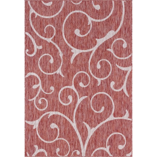 Rug Unique Loom Outdoor Botanical Rust Red Rectangular 4' 0 x 6' 0