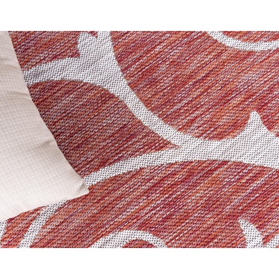 Rug Unique Loom Outdoor Botanical Rust Red Rectangular 4' 0 x 6' 0