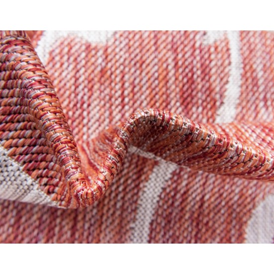 Rug Unique Loom Outdoor Botanical Rust Red Rectangular 4' 0 x 6' 0